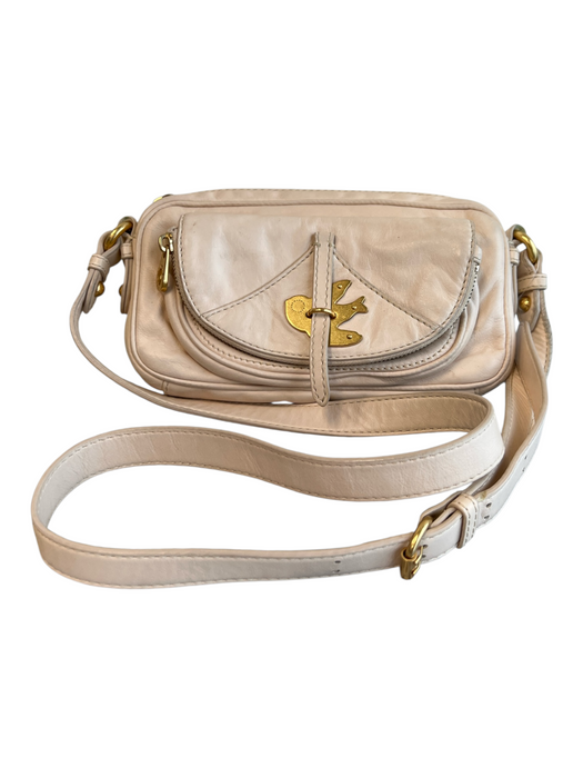 Marc Jacobs Beige 100% Cow Leather Distressed Bird Gold Tone Accent Purse Beige