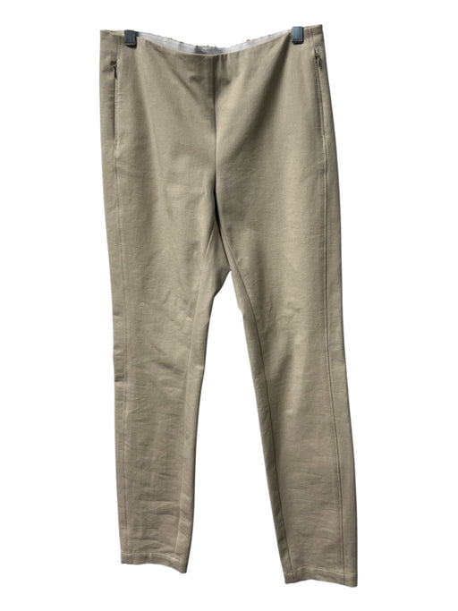 Lafayette 148 Size S Khaki Cotton Blend Elastic Waist Mid Rise Zip Pocket Pants Khaki / S