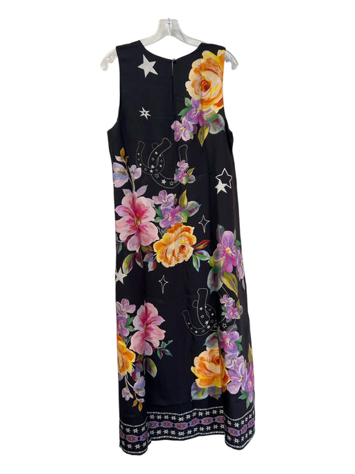 Jade Johnny Was Size L Black & Multi Rayon Blend Round Neck Sleeveless Dress Black & Multi / L