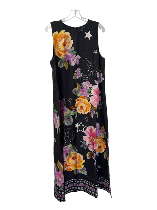Jade Johnny Was Size L Black & Multi Rayon Blend Round Neck Sleeveless Dress Black & Multi / L