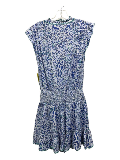 Poupette St. Barth Size Small White, Blue & Green Viscose Animal Print Dress White, Blue & Green / Small