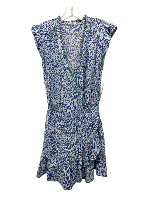 Poupette St. Barth Size Small White, Blue & Green Viscose Animal Print Dress White, Blue & Green / Small