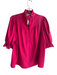Pomander Place Size L Pink Polyester 3/4 Sleeve Ruffle Detail 3/4 Button Top Pink / L