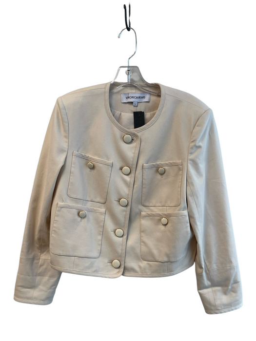 Veronica Beard Size 12 Cream Lyocell blend Long Sleeve Fabric Buttons Jacket Cream / 12