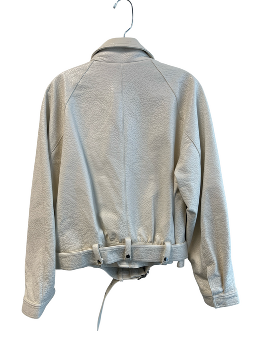 Cinq a Sept Size L White Viscose Silver Hardware Belt Chest Pockets Jacket White / L