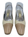 Salvatore Ferragamo Shoe Size 8.5 Cream White & Beige Leather Upper Slingbacks Cream White & Beige / 8.5
