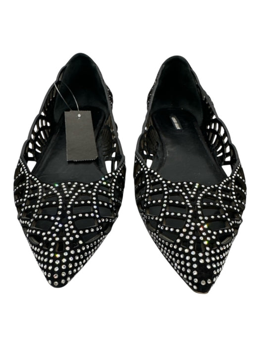 Giorgio Armani Shoe Size 39 Black Leather Upper Suede Cutout Pump Flats Black / 39