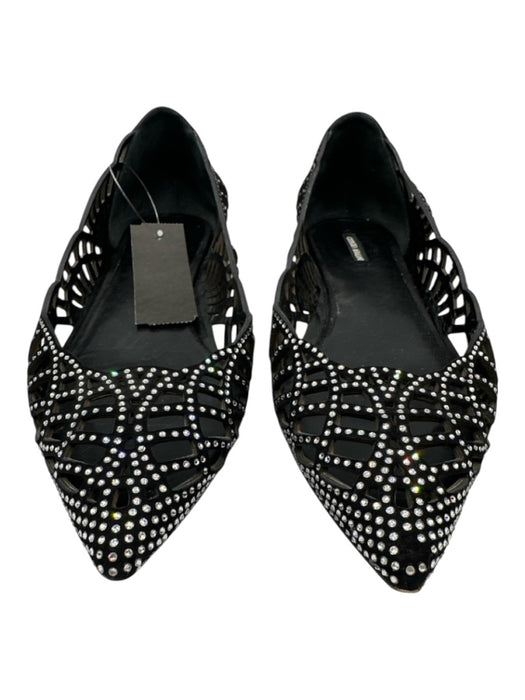 Giorgio Armani Shoe Size 39 Black Leather Upper Suede Cutout Pump Flats Black / 39