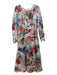 Marchesa Notte Size 10 White, Pink, Multi Polyester Long Sleeve Midi Dress White, Pink, Multi / 10