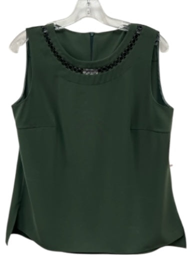Akris Punto Size 8 Olive Green & Black Polyester Sleeveless Cut Outs Tank Top Olive Green & Black / 8