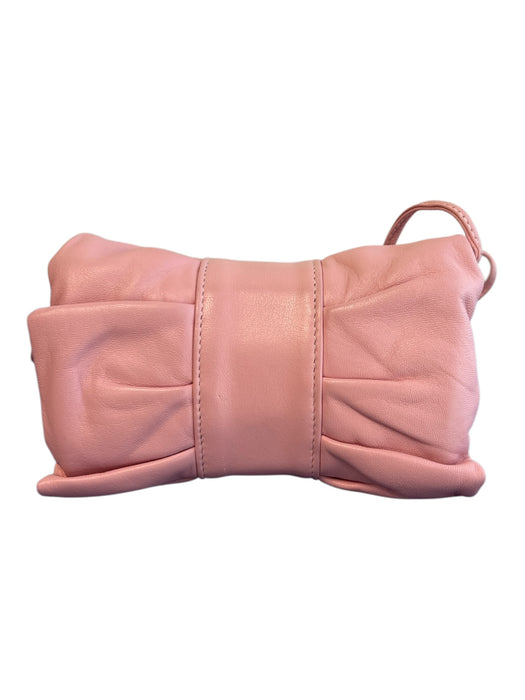 Pink Moon Pink Leather Silver Detail Bow Detail Magnetic Close Clutch Clutch Pink