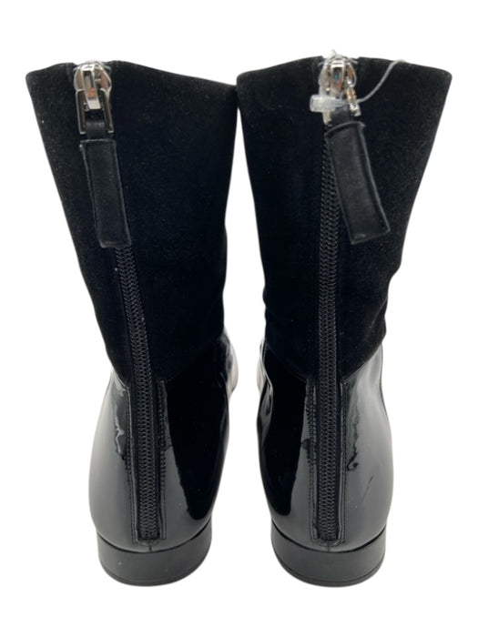 Giorgio Armani Shoe Size 39 Black Patent & Suede Back Zip Almond Toe Ankle Boots Black / 39