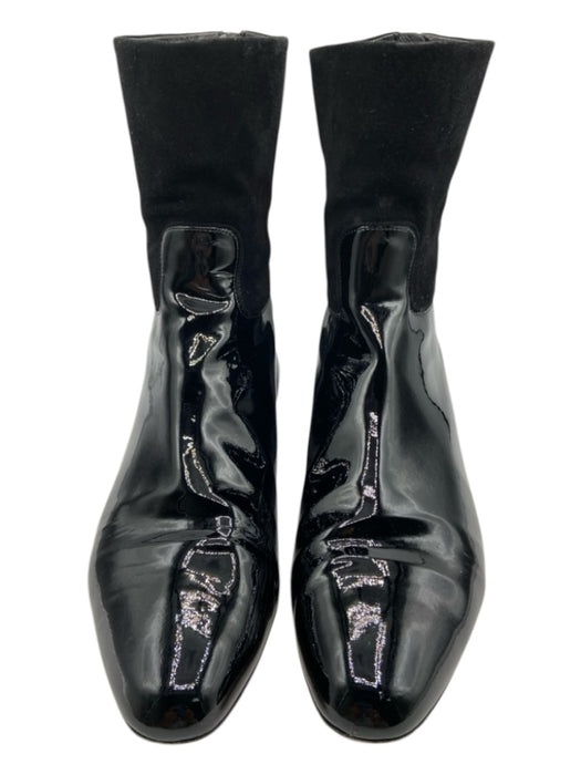 Giorgio Armani Shoe Size 39 Black Patent & Suede Back Zip Almond Toe Ankle Boots Black / 39