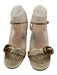 Gucci Shoe Size 39 Metallic Gold Leather Logo Buckle Block Heel Strappy Pumps Metallic Gold / 39