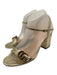 Gucci Shoe Size 39 Metallic Gold Leather Logo Buckle Block Heel Strappy Pumps Metallic Gold / 39