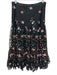 Tory Burch Size 10 Black & Multi Nylon Mesh Overlay Floral Embroidery Midi Skirt Black & Multi / 10