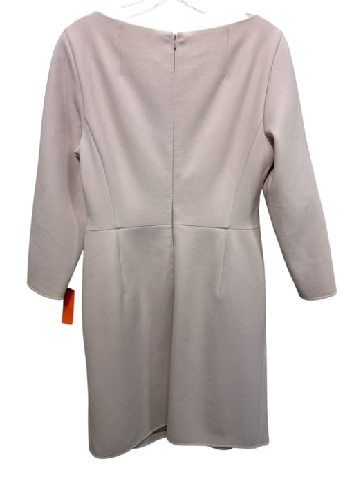 Akris Size 10 Light Pink Wool Blend 3/4 Sleeve Wide Neck Back Zip Pocketed Dress Light Pink / 10