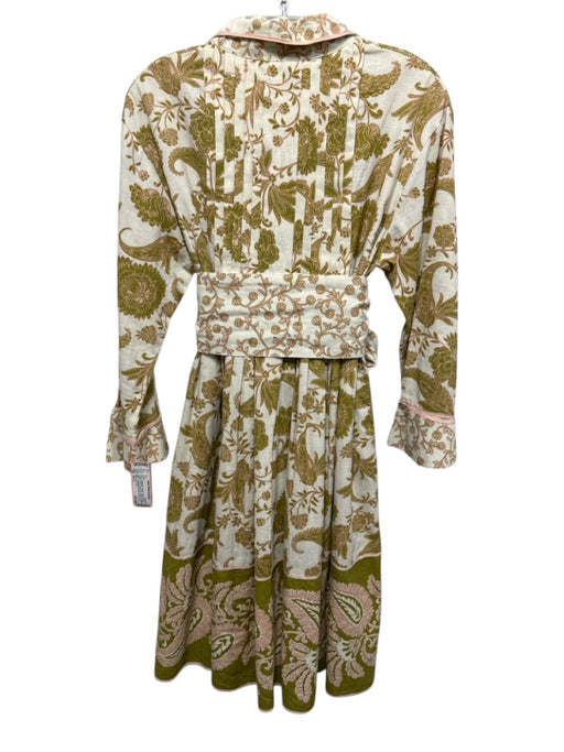 Miss June Paris Size Est L Cream, Green & Pink Cotton Floral Dress Cream, Green & Pink / Est L