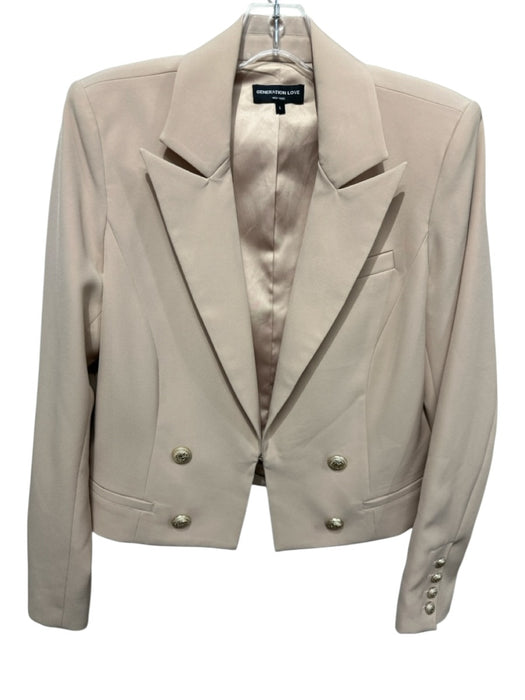 Generation Love Size L Beige Pink Polyester Blend Shoulder Pads Blazer Jacket Beige Pink / L