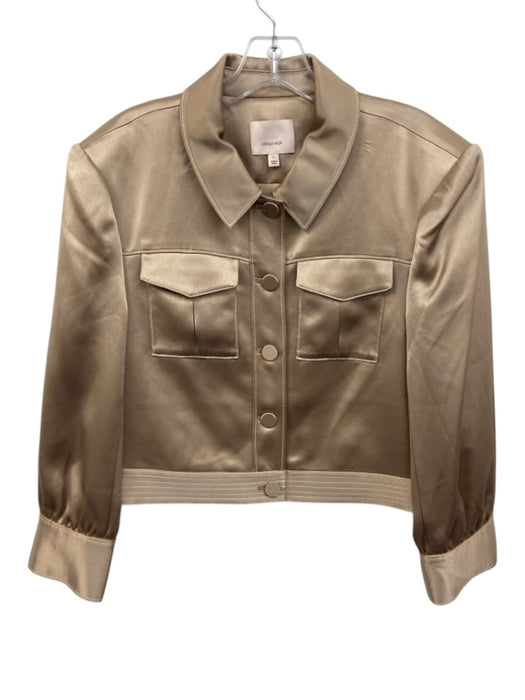 Cinq a Sept Size L Champagne Gold Triacetate & Polyester Long Sleeve Jacket Champagne Gold / L