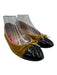 Chanel Shoe Size 39 Gold & Black Velvet & Leather Cap Toe Bow Detail Flats Gold & Black / 39