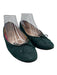 Chanel Shoe Size 39 Green Leather Bow detail Logo Shimmer Nubuck Flats Green / 39