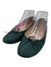 Chanel Shoe Size 39 Green Leather Bow detail Logo Shimmer Nubuck Flats Green / 39