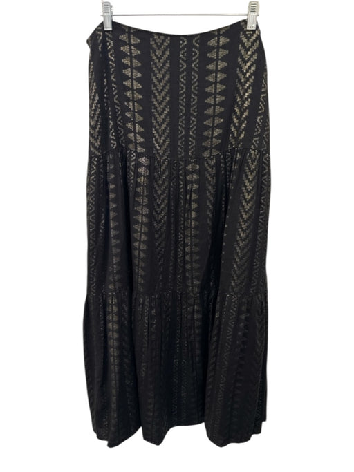 CK Bradley Size L Black & Gold Cotton Blend Metallic Thread Geometric Maxi Skirt Black & Gold / L