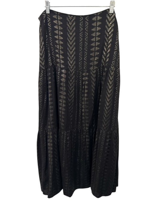 CK Bradley Size L Black & Gold Cotton Blend Metallic Thread Geometric Maxi Skirt Black & Gold / L