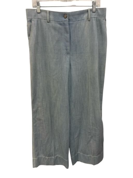 Akris Punto Size 12 Light Wash Cotton Blend Denim Pocketed Wide Leg Jeans Light Wash / 12