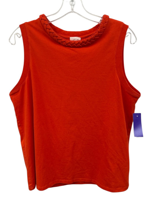 Cinq a Sept Size L Red Cotton Blend Sleeveless Braided detail Tank Top Red / L