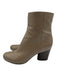 Maison Margiela Shoe Size 39 Taupe Beige Leather Side Zip Stacked Heel Booties Taupe Beige / 39