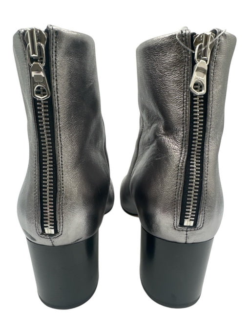 Rag & Bone Shoe Size 39 Pewter Silver Leather Metallic Back Zip Ankle Booties Pewter Silver / 39
