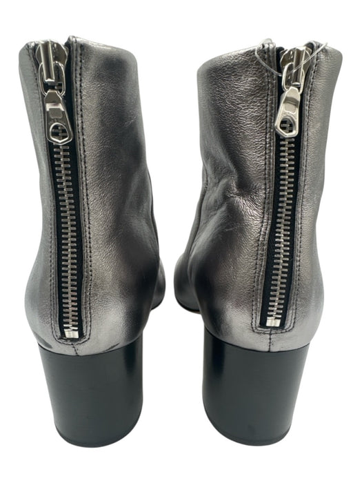 Rag & Bone Shoe Size 39 Pewter Silver Leather Metallic Back Zip Ankle Booties Pewter Silver / 39