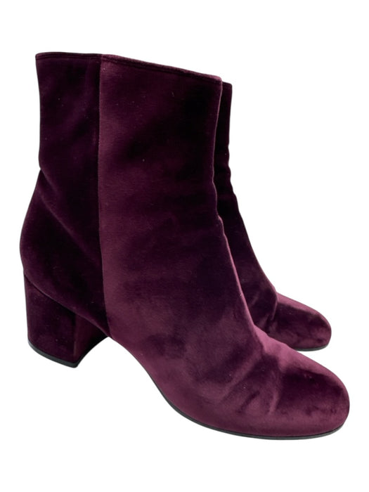 Gianvito Rossi Shoe Size 39.5 Burgundy Purple Velvet Side Zip Block Heel Booties Burgundy Purple / 39.5