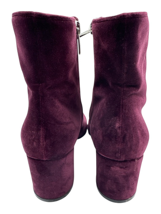 Gianvito Rossi Shoe Size 39.5 Burgundy Purple Velvet Side Zip Block Heel Booties Burgundy Purple / 39.5