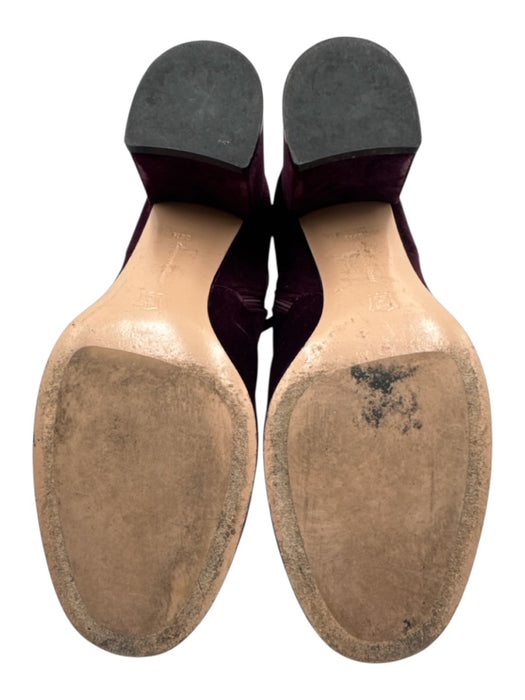 Gianvito Rossi Shoe Size 39.5 Burgundy Purple Velvet Side Zip Block Heel Booties Burgundy Purple / 39.5