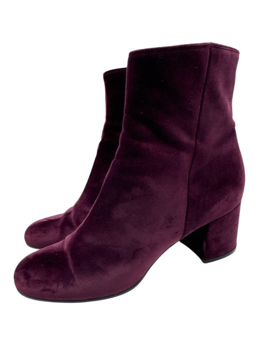 Gianvito Rossi Shoe Size 39.5 Burgundy Purple Velvet Side Zip Block Heel Booties Burgundy Purple / 39.5