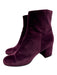 Gianvito Rossi Shoe Size 39.5 Burgundy Purple Velvet Side Zip Block Heel Booties Burgundy Purple / 39.5