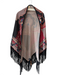 Etro Red, Orange, Brown Cashmere Leather Fringe Paisley Shawl Cape Poncho Red, Orange, Brown / One Size