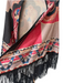Etro Red, Orange, Brown Cashmere Leather Fringe Paisley Shawl Cape Poncho Red, Orange, Brown / One Size