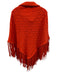 Ralph Lauren Black Orange Cashmere Cable Knit Fringe Poncho Orange / Medium