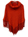 Ralph Lauren Black Orange Cashmere Cable Knit Fringe Poncho Orange / Medium