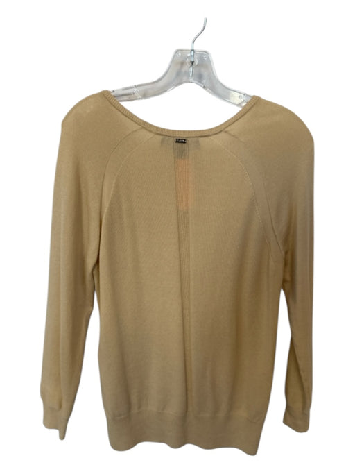 St. John Size P Tan & Silver Cashmere Long Sleeve Beading Detail Sweater Tan & Silver / P
