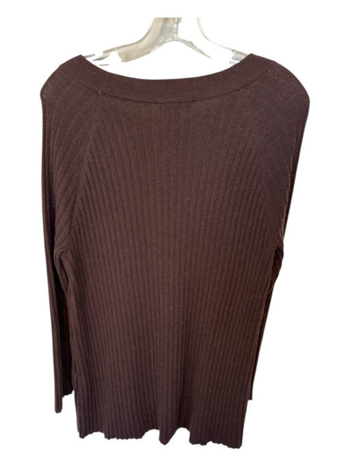 Eileen Fisher Size M Chocolate Brown Merino Wool Long Sleeve Ribbed Sweater Chocolate Brown / M