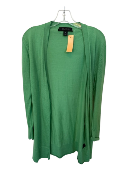 St. John Size M Green Cashmere Long Sleeve Open Front Sweater Green / M