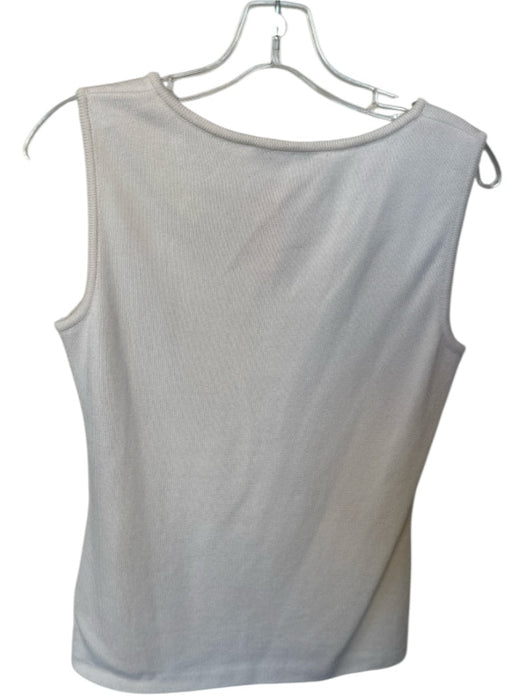 St. John Size S Cream Wool Blend Sleeveless Knit V Neck Top Cream / S