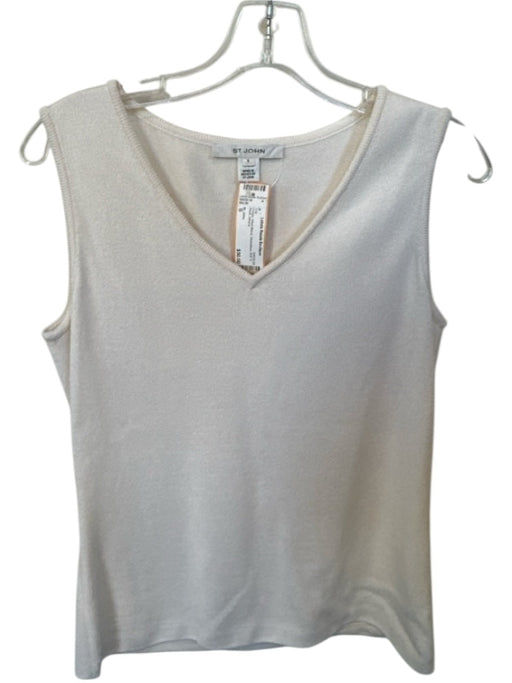 St. John Size S Cream Wool Blend Sleeveless Knit V Neck Top Cream / S