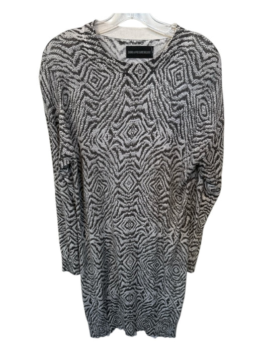 Zadig & Voltaire Size S Gray & White Cashmere & Silk Long Sleeve Dress Gray & White / S