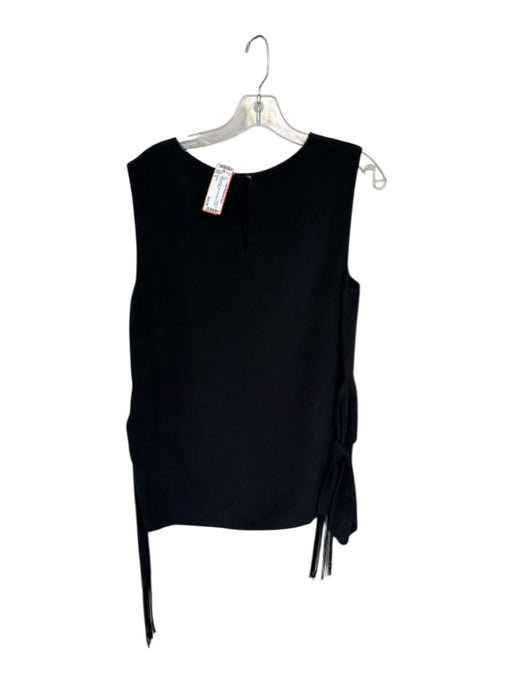St John Size S Black & Amber Silk Sleeveless Fringe Tie Front Top Black & Amber / S